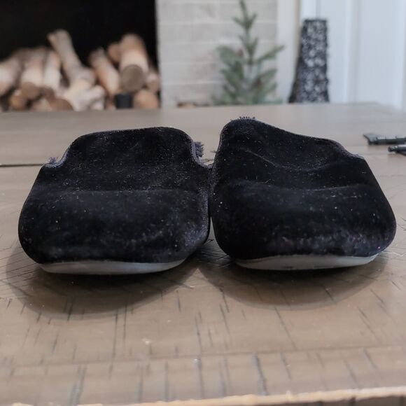 Birdies Phoebe Black Velvet Faux Fur Lined Mule Slippers Sz 6.5 - Picture 8 of 10